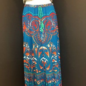 Maxi Skirt Teal Boho Print